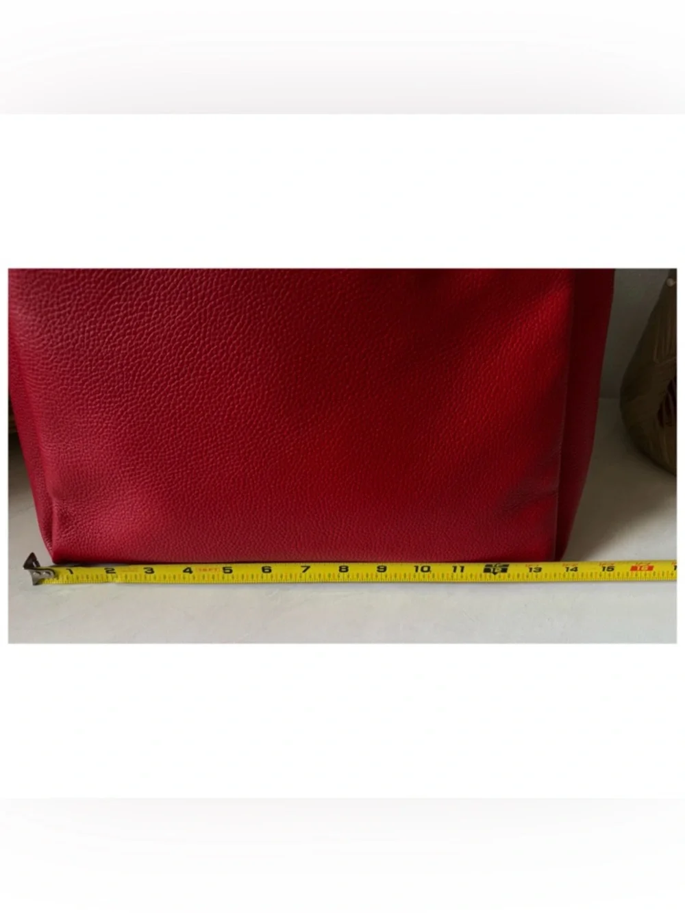 Michael Kors Red Pebble Leather Shoulder Tote with Gold Hardware